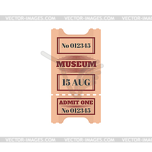 Entry ticket to museum admit one card - vector clipart