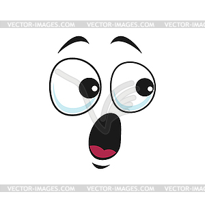 Cartoon face icon, surprised funny emoji - vector EPS clipart