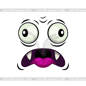 Monster face icon, surprised emoji - vector clipart