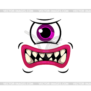 One eyed creepy creature with toothy mouth icon - vector image