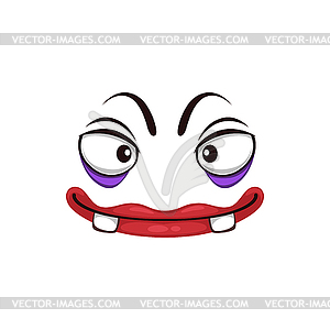 Monster face cartoon icon, funny emotion - vector image