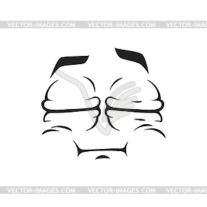 Cartoon face icon, emoji with puff cheeks - vector clipart