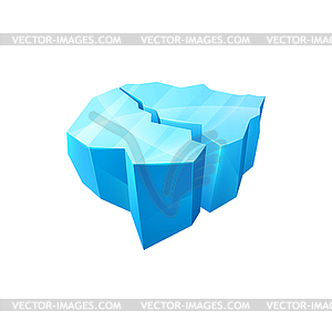 Ice crystal, blue cracked iced floe or glacier - vector image