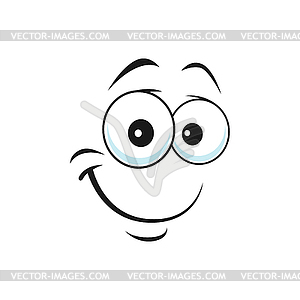 Satisfied emoji support center bot with kind smile - vector image