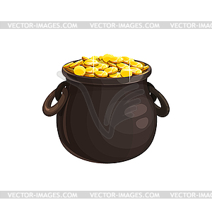 Leprechaun treasury pot of golden coins - vector image