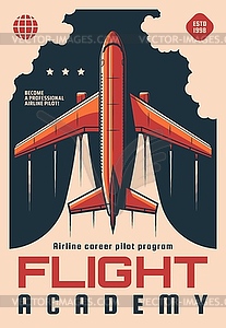 Flight academy training program retro poster - royalty-free vector clipart