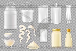 Mayonnaise realistic packages mockup set - vector clip art