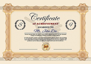 Certificate of achievement, appreciation template - vector image