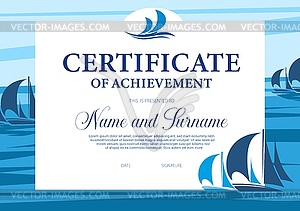 Certificate of achievement in yacht regatta - vector clipart