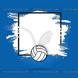 Frame with volleyball ball, grunge border - color vector clipart