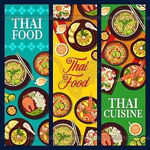 Thai cuisine food, Thailand dishes, Asian meals - vector clipart