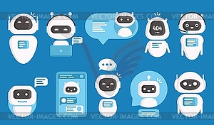 Chatbots or ai chat bots, artificial intelligence - vector clip art