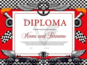 Winner of race diploma certificate template - vector image