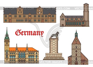 Germany landmarks architecture houses Braunschweig - color vector clipart