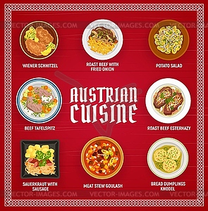 Austrian cuisine restaurant menu - vector image
