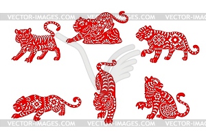 Zodiac tiger animal icons, Chinese zodiac signs - vector image