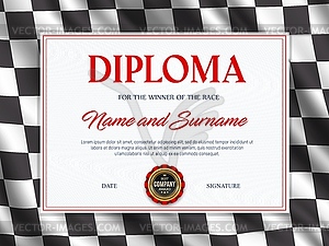 Diploma certificate race sport winner - vector image