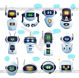 Chat bot or chatbot robot cartoon characters - vector image