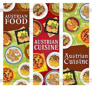 Austrian food cuisine restaurant meals banners - vector clip art