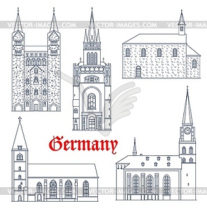Germany travel landmarks, castles and cathedrals - vector image