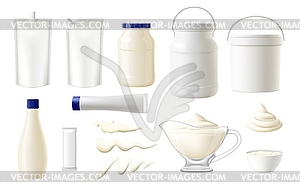 Mayonnaise food packages, realistic pack mockups - vector clipart