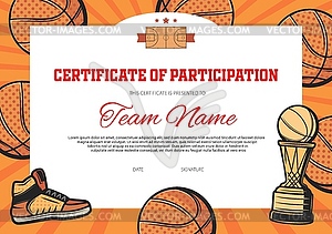 Certificate of participation baseball sport - vector clipart