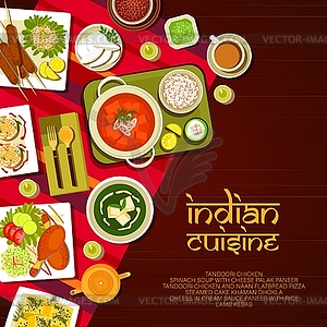 Обложка меню блюд ресторана индийской кухни - рисунок в векторном формате
