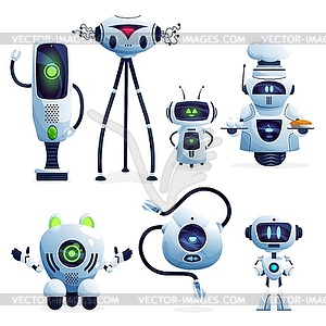 Ai robot, white robotic machine cartoon characters - royalty-free vector image