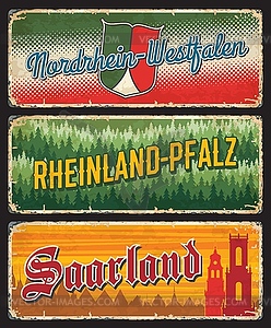 Germany Rheinland Pfalz, Saarlad, Westfalien signs - vector clip art