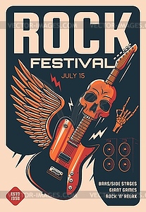 Рок-фестиваль тяжелой музыки плакат - векторный клипарт / векторное изображение