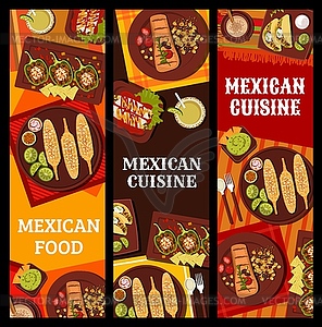 Mexican food meals and drinks banners - vector clip art