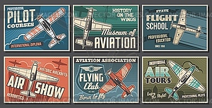 Aviation retro airplanes posters - vector clip art