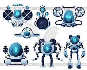 Underwater robot and ROV cartoon characters - vector image