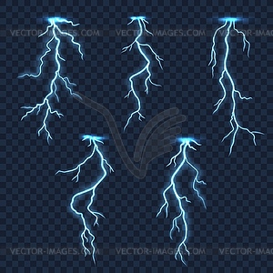 Lightnings and thunder bolts of thunderstorm - vector EPS clipart