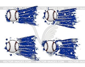 Baseball sport banners blue grunge background - vector clipart