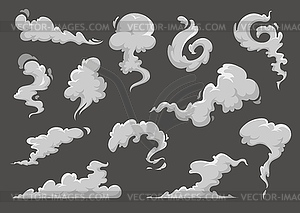 Vector Mystical Purple Backgrounds. Smoke Steam, Cloud Flow, Fluid