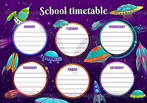 Kids education school timetable with ufo - vector clipart