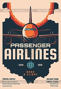 Passenger airlines booking service retro poster - vector clipart