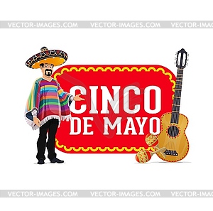 Синко де Майо, мексиканская гитара и маракасы - изображение в векторном формате