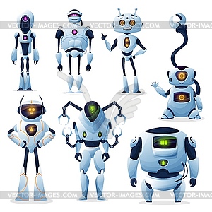 Cartoon robots, cyborgs and android bots - vector EPS clipart