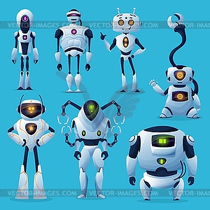 Robots, bots, artificial intelligence characters - stock vector clipart