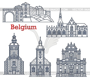 Belgium travel landmarks of Namur and Stavelot - vector image