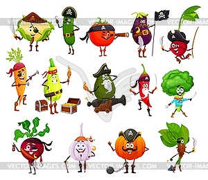 Pirate, corsair and buccaneer vegetable characters - vector clipart / vector image