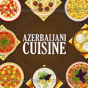 Azerbaijani cuisine meals cartoon poster - vector image