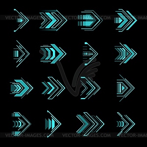 Hud arrows, futuristic navigation Sci Fi pointers - vector image