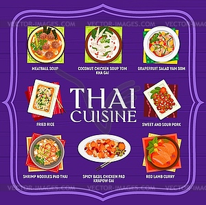 Thai cuisine restaurant food menu cover - royalty-free vector clipart