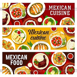 Mexican food meals with nachos and cheese banner - vector clip art