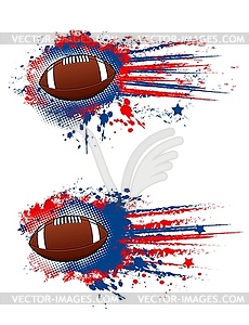 Rugby football banner, rugby ball splash stars - vector clipart