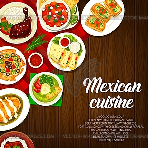 Mexican cuisine restaurant dishes banner - vector image