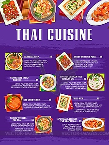 Thai food restaurant menu cover template - vector clip art